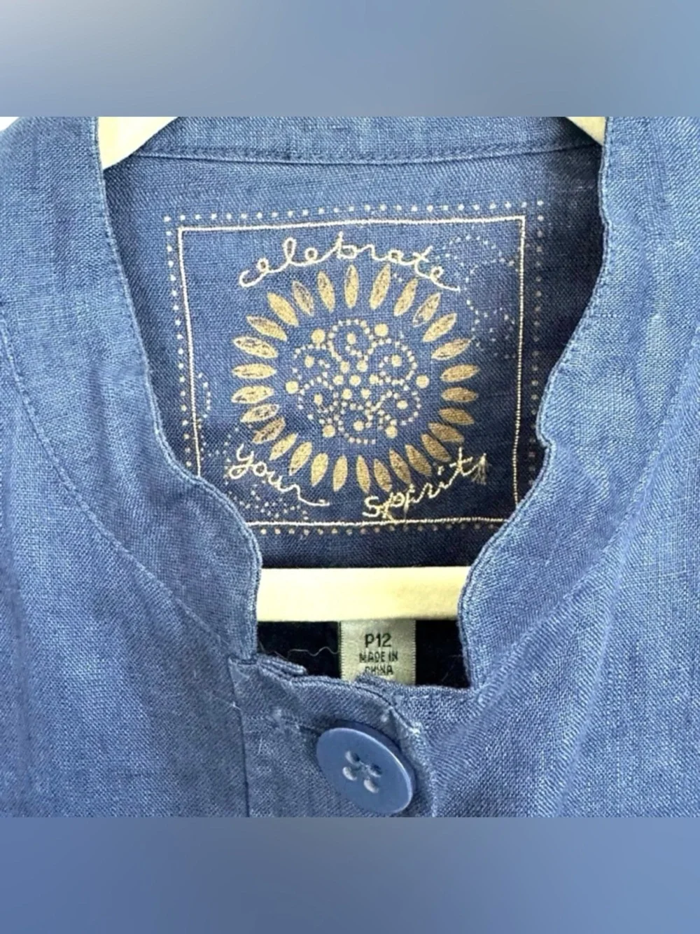 Coldwater Creek Linen Jacket Navy Button Mandarin Collar Lightweight Blazer M - Picture 2 of 10